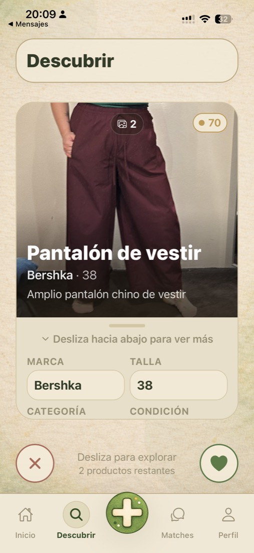 Pantalla de home de TomaDaca